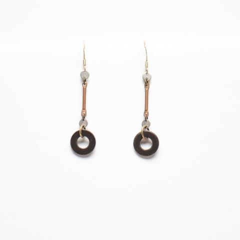 Earrings - Anodized Black Washer & Copper