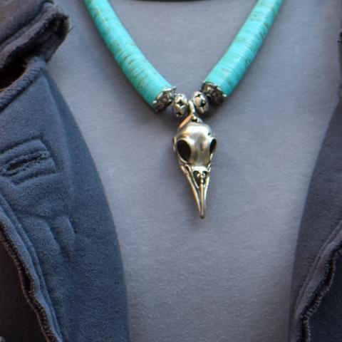 Crow Skull with Turquoise