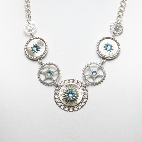 Regal Necklace - Silver Tone and Aquamarine