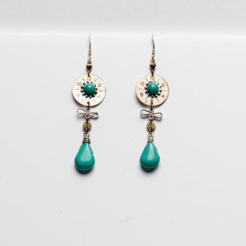 Regal Earrings Brass and Turquoise