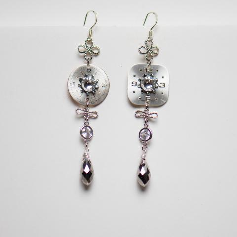 Regal Earrings Silver and Diamond Crystal
