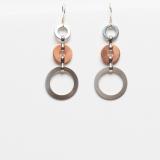 Washer Art Earrings Copper and Silver