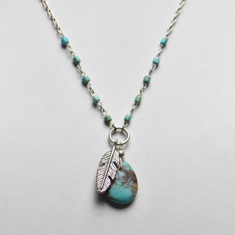 Turquoise Teardrop with Feather