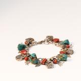 Charm Bracelet of Turquoise and Coral