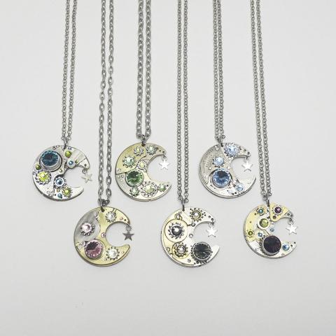 Celestial Moon Pendant with Stars