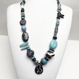 Boho Style Necklace Turquoise and Black with Septa
