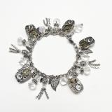 Charm Bracelet Watch-Parts, Clear Crystal,  Silver