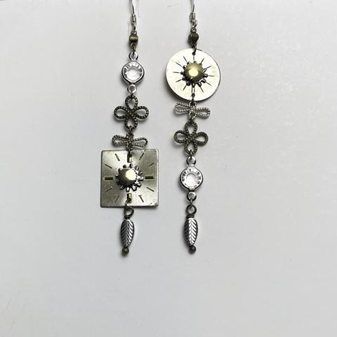 Earrings Asymmetrical Watch Faces Square and Round